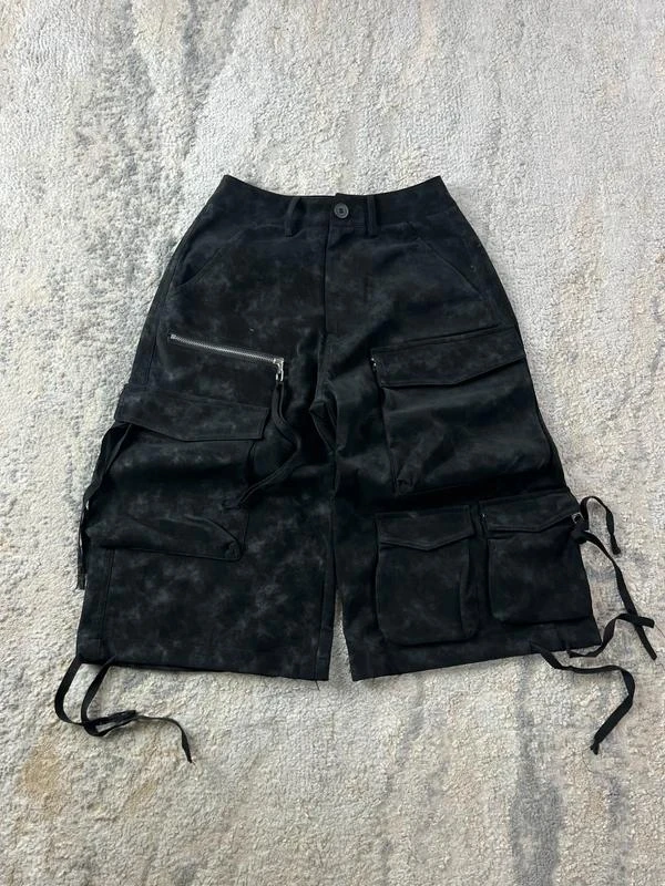 Vintage Black Cargo Leather Jorts Size XS